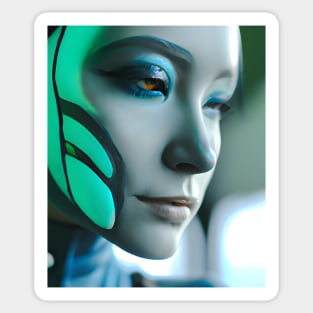 Enhanced Cyberpunk Woman Sticker